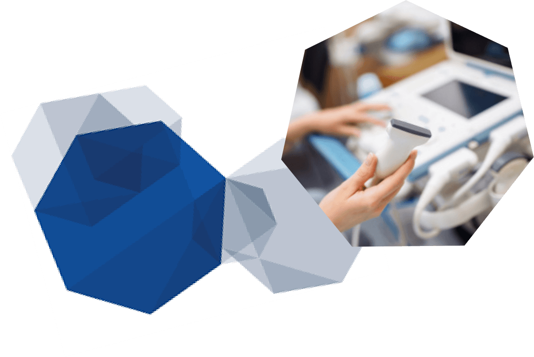 Heptagoner där en av dem innehåller bild på ultraljud.